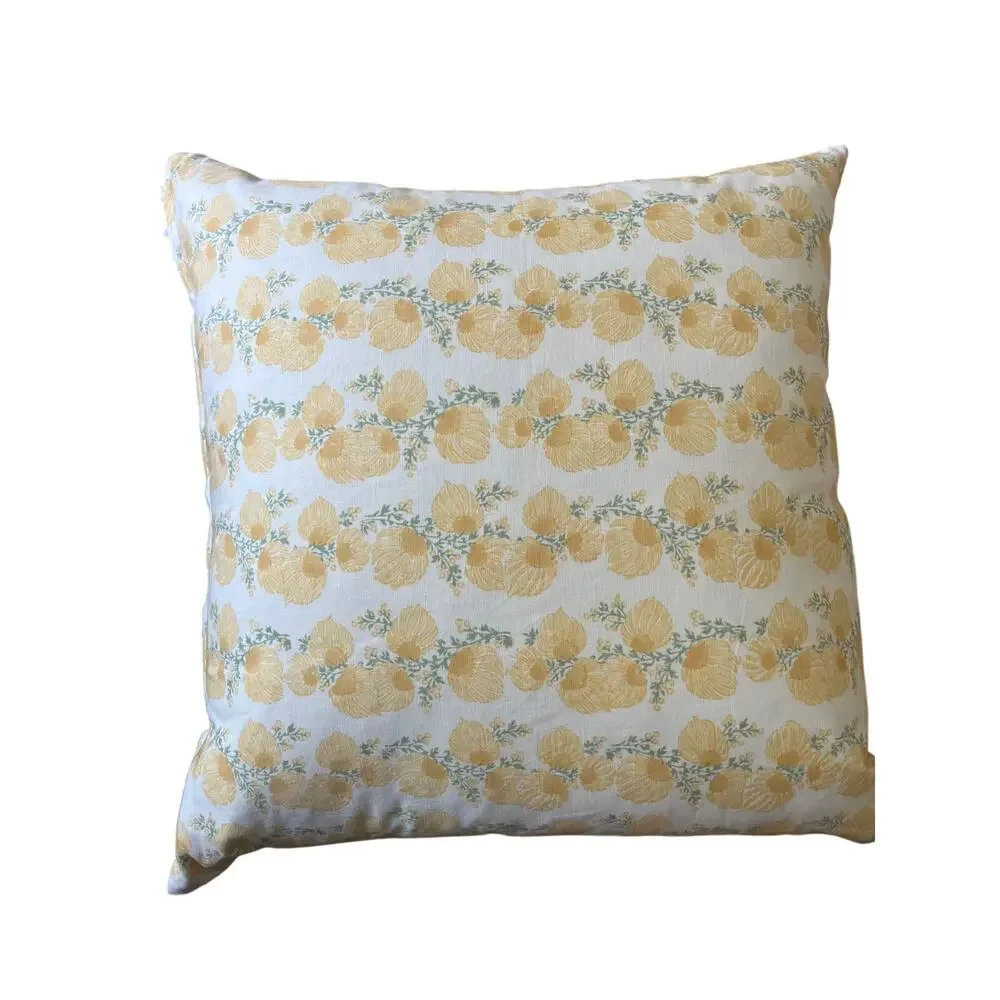 John Robshaw $200 Mahin Marigold Floral Decorative Linen/Cotton Pillow
